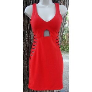 Bodycon Dress w/ Black Illusion Mesh Inserts